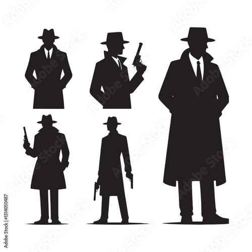 Tenacious Detective silhouette, determined to uncover the truth - Detective illustration - Minimalist Detective vector - Profession silhouette
