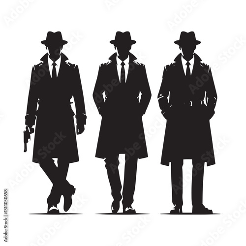 Crime Solver Detective silhouette, piecing together every clue - Detective illustration - Minimalist Detective vector - Profession silhouette
