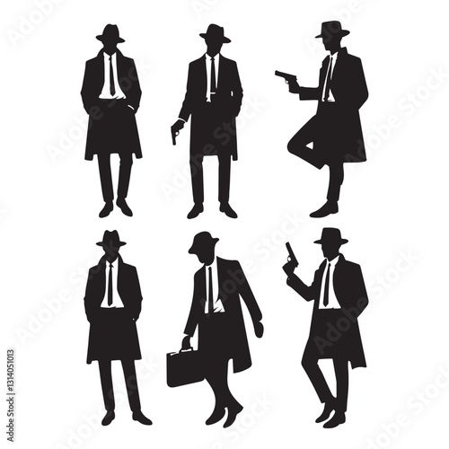 Fearless Detective silhouette, chasing criminals without hesitation - Detective illustration - Minimalist Detective vector - Profession silhouette
