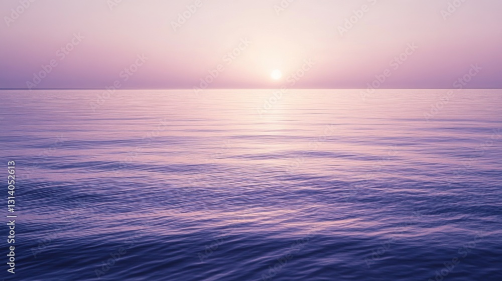 Purple hued ocean reflecting light from a setting sun perfectly Purple hued ocean reflecting light from a setting sun perfectly