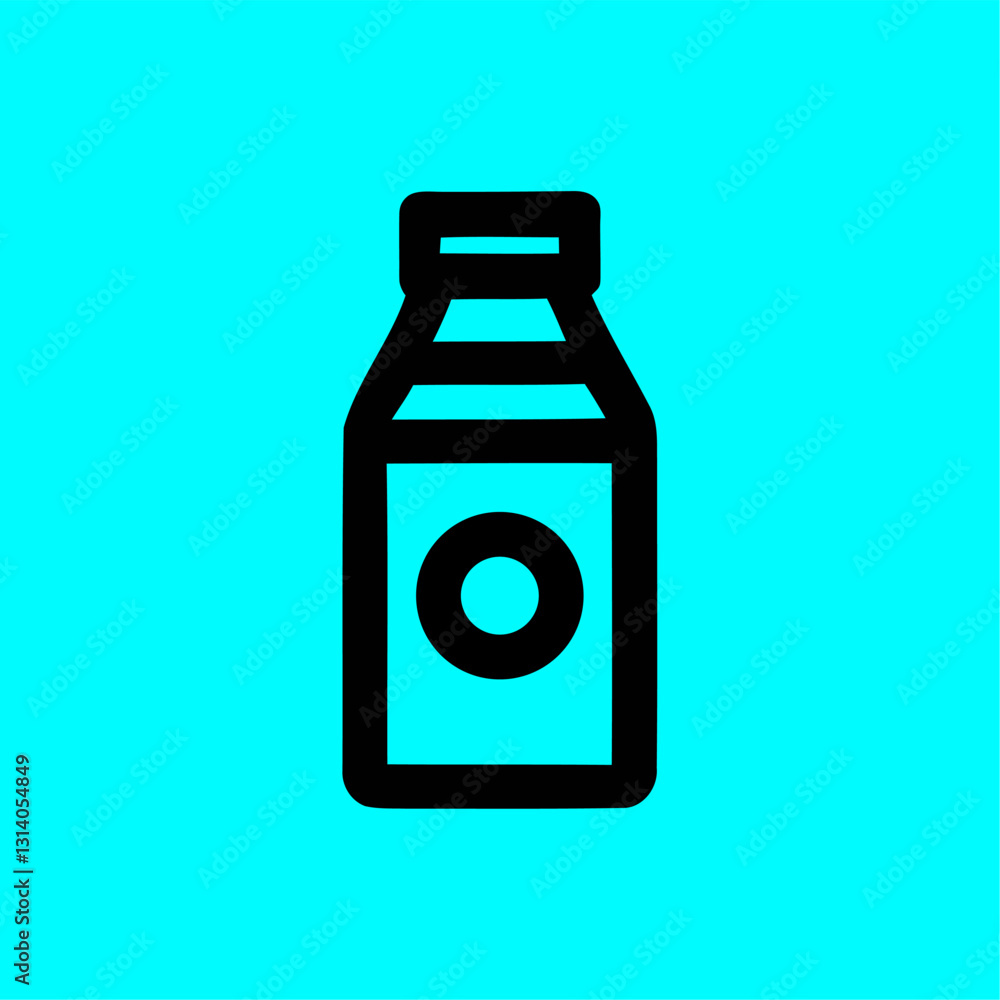 Minimalist Milk Carton Icon on Cyan Background Minimalist Milk Carton Icon on Cyan Background
