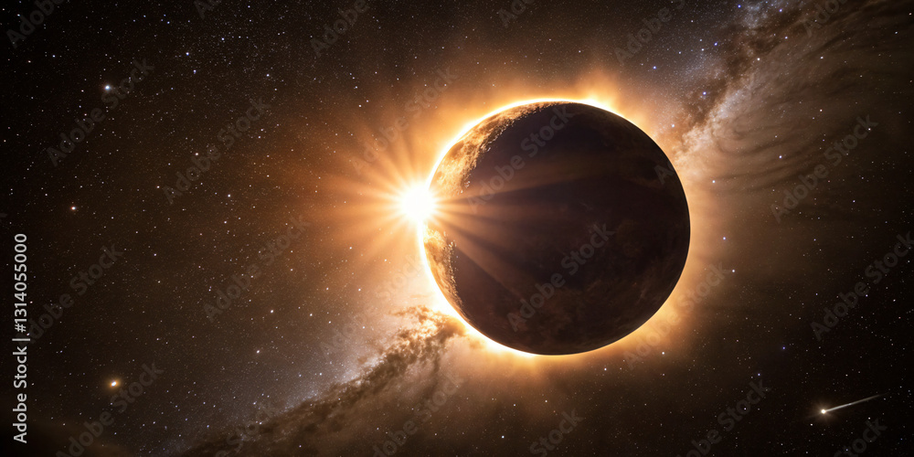 Obraz premium Solar Eclipse with a Glowing Corona
