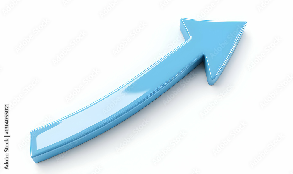 Blue Glossy Arrow Pointing Upward on Clean White Background Blue Glossy Arrow Pointing Upward on Clean White Background