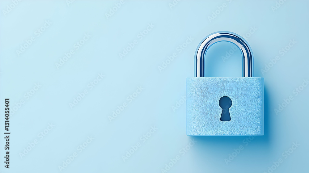 Blue Padlock with Keyhole on Soft Blue Background for Security Concept Blue Padlock with Keyhole on Soft Blue Background for Security Concept
