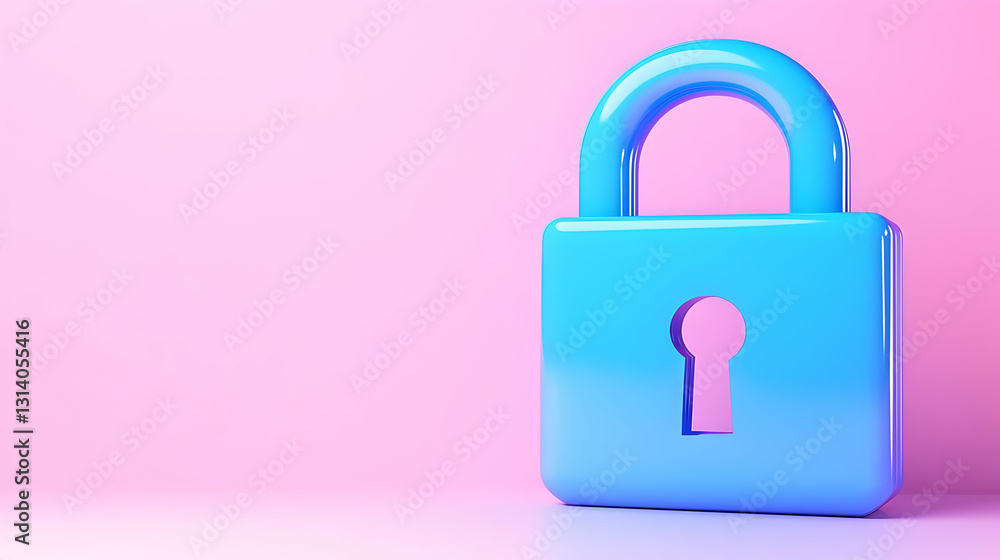 Bright Blue Padlock on Pink Background Symbolizing Security and Trust Bright Blue Padlock on Pink Background Symbolizing Security and Trust