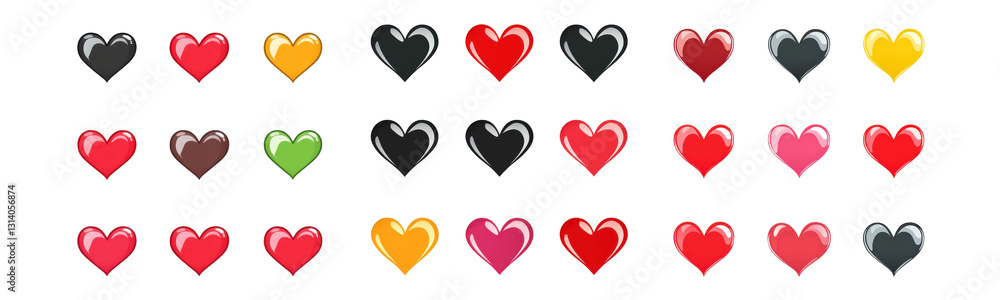 colorful hearts set on transparent background colorful hearts set on transparent background
