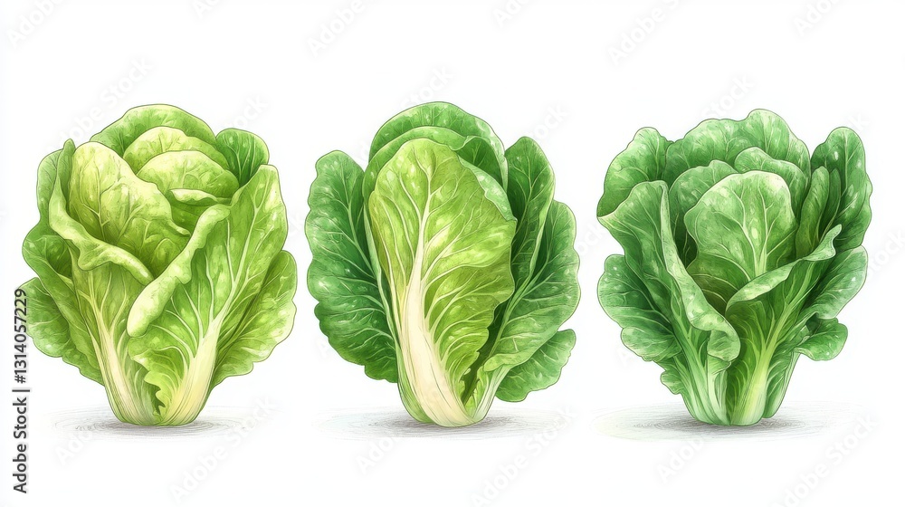 Obraz premium romaine lettuce isolated,cartoon illustration style