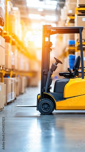 Fork truck operating in a busy warehouse environment for streamlined logistics and efficient operations