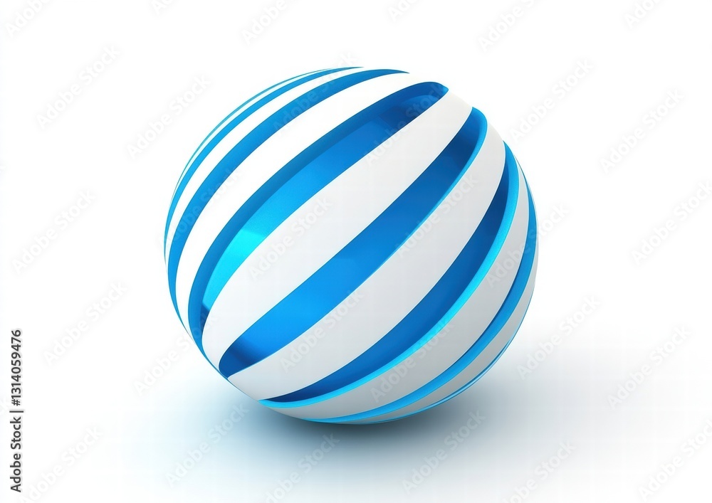 A blue and white striped ball A blue and white striped ball