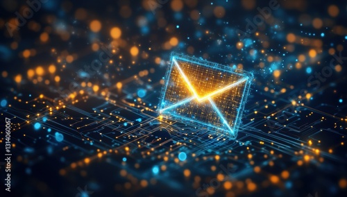 A computer chip with an envelope on it