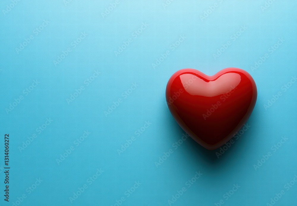 A red heart is on a blue background A red heart is on a blue background