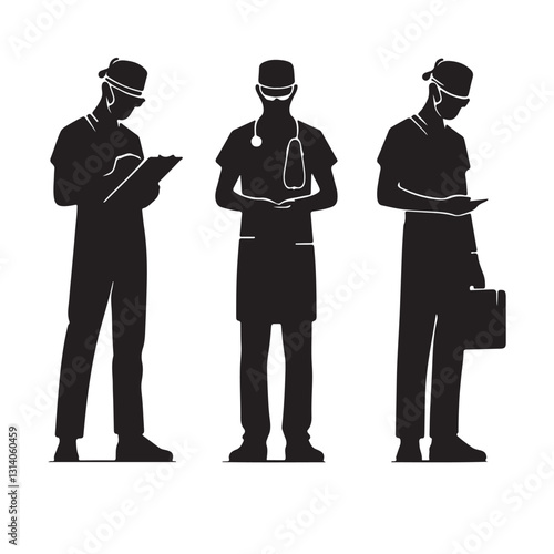 Gentle-Handed Surgeon silhouette, performing delicate procedures with ease - Surgeon illustration - Minimalist Surgeon vector - Profession silhouette
