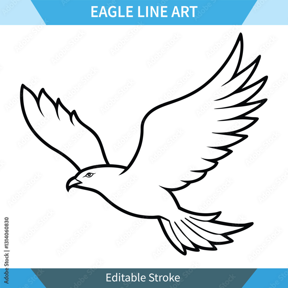 Obraz premium Majestic Eagle Line Art Editable Vector Illustration,
