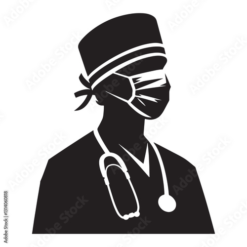 Diligent Surgeon silhouette, tirelessly working to save lives - Surgeon illustration - Minimalist Surgeon vector - Profession silhouette
