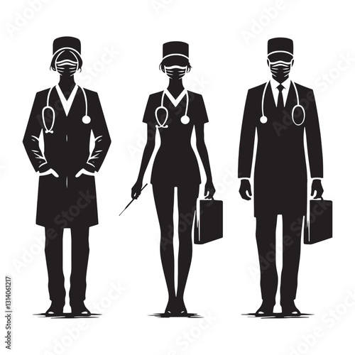 Elite Surgeon silhouette, mastering complex surgical procedures - Surgeon illustration - Minimalist Surgeon vector - Profession silhouette
