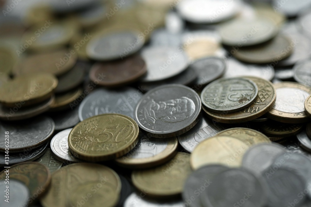 Big pile of different coins from various currencies and different countries around the world. Currency exchange Big pile of different coins from various currencies and different countries around the world. Currency exchange