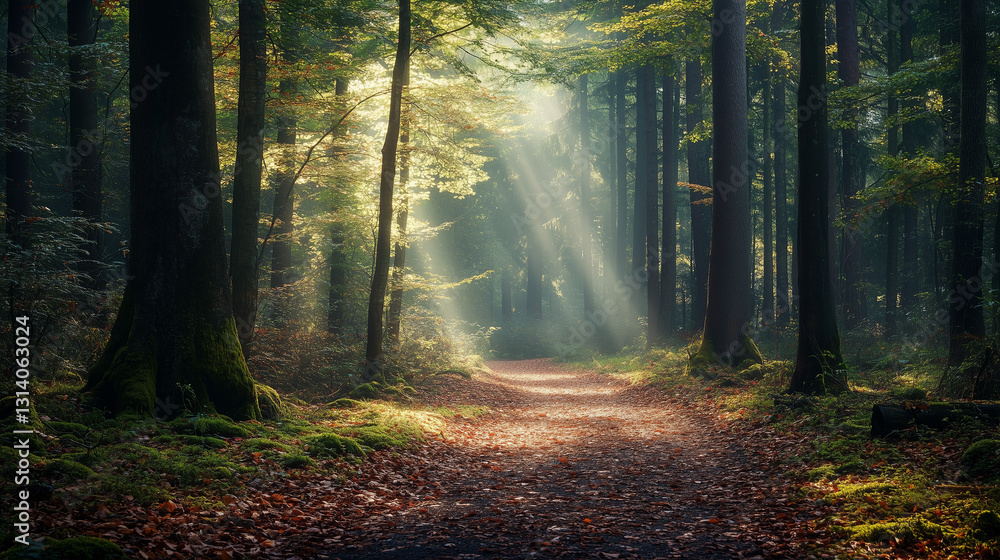 Obraz premium sun rays in the forest