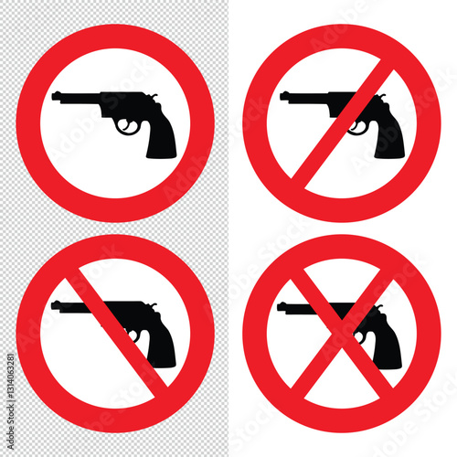 set of no gun signs