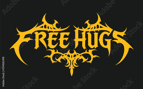 Free Hugs T-Shirt Design | Metal, Grunge & Gothic Typography