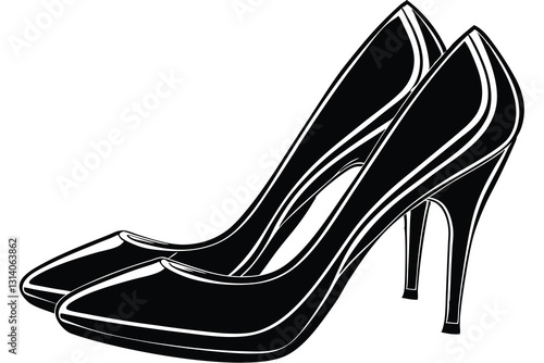 Women's high heel shoes female shoe model silhouette on white background isolated vector