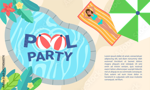 Woman relaxing by the pool during a summer pool party