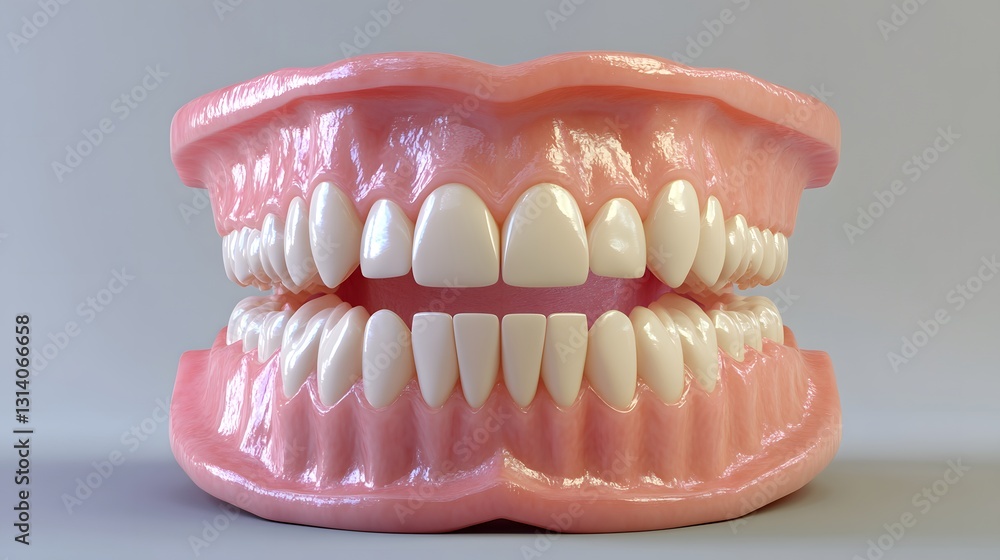 Obraz premium Detailed model of a human mouth displaying teeth, gums, and tongue for educational purposes in a learning environment