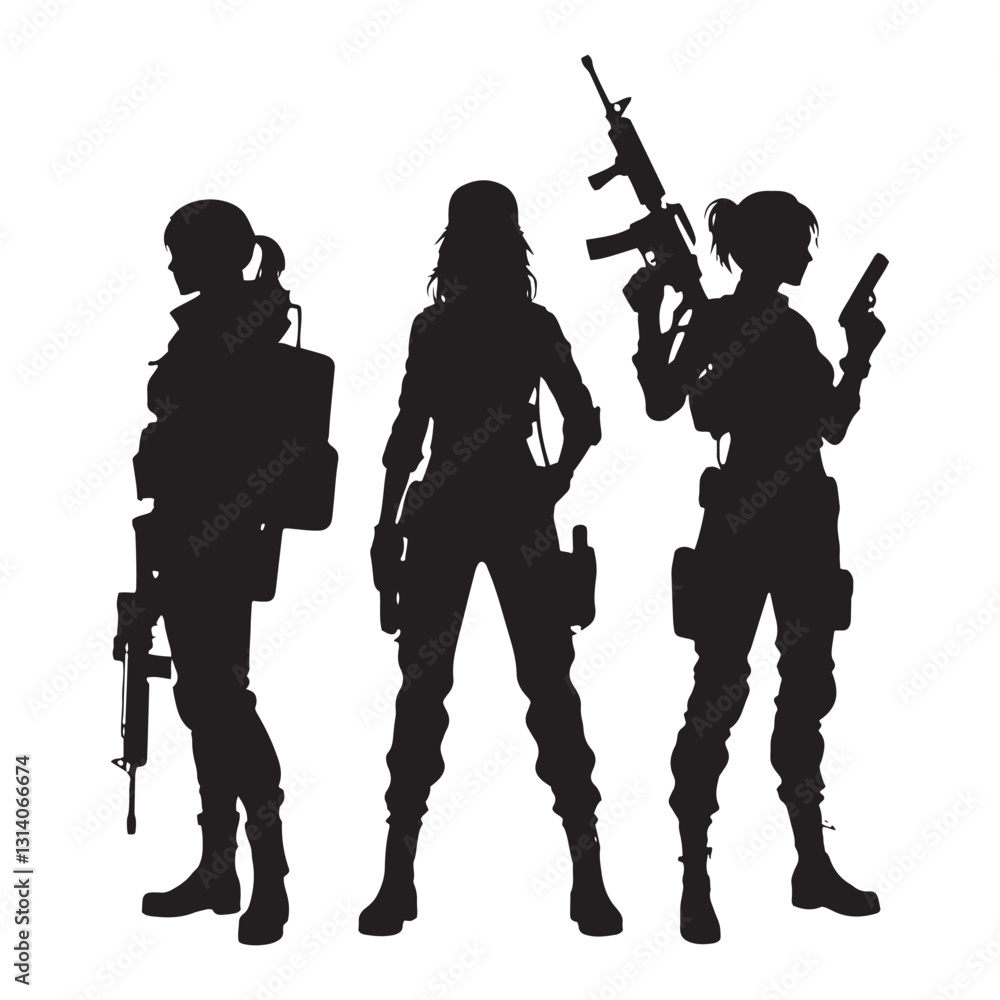 Elite Commando Soldier silhouette, trained for high-risk operations - Soldier illustration - Minimalist Soldier vector - Profession silhouette
