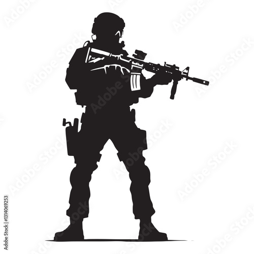 Honorable Soldier silhouette, defending the homeland with pride - Soldier illustration - Minimalist Soldier vector - Profession silhouette
