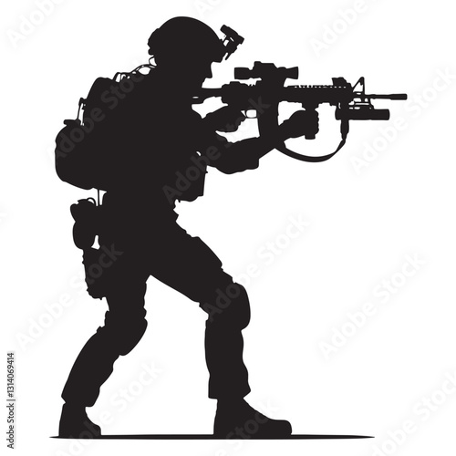 Determined Soldier silhouette, pushing forward no matter the odds - Soldier illustration - Minimalist Soldier vector - Profession silhouette
