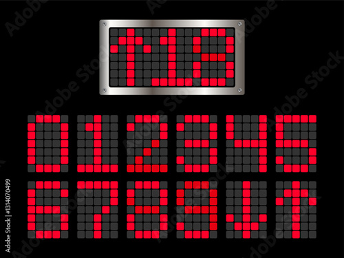Digital number dots timer electric on black color background for decoration