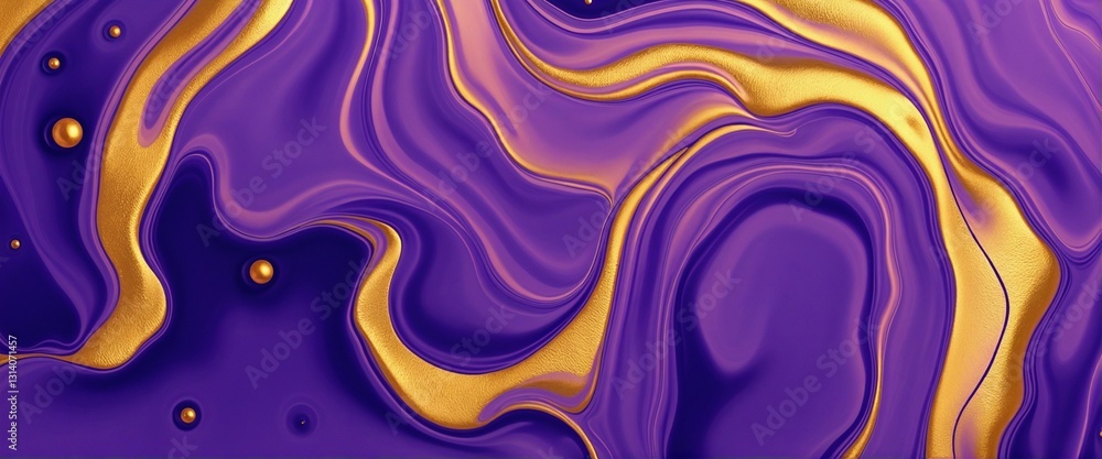 High-Quality Abstract Art Illustration in Liquid Gold and Purple High-Quality Abstract Art Illustration in Liquid Gold and Purple