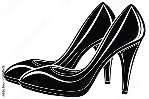 high heel shoe silhouette isolated on white background