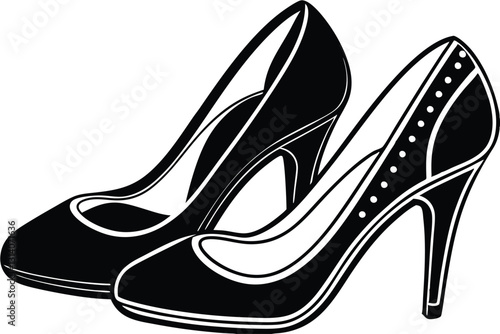 high heel shoe silhouette isolated on white background