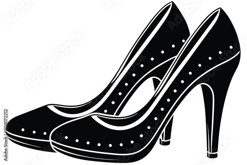high heel shoe silhouette isolated on white background