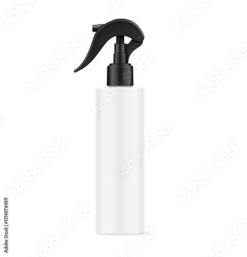Realistic spray plastic bottle mockup. Vector illustration isolated on white background. Сan be used for cosmetic, medical, sanitary and other needs. EPS10.