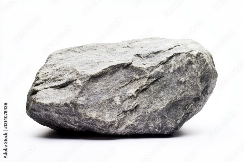 Large dark rock on white background texture and form. AI generative Large dark rock on white background texture and form. AI generative
