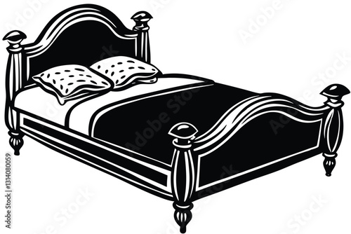 bed silhouette art illustration on White Background