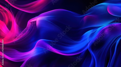 Wallpaper Mural Abstract rendered wavy colorful glowing forms against a dark background Torontodigital.ca