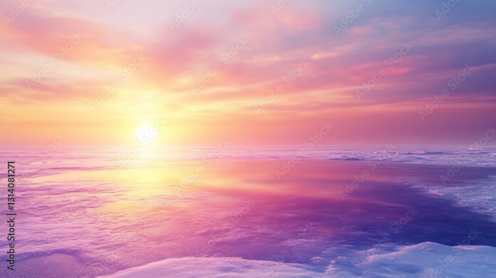 Serene Seascape at Sunrise with Vibrant Colors and Calm Waters Serene Seascape at Sunrise with Vibrant Colors and Calm Waters