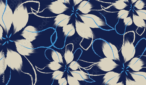 seamless floral abstract flowers patterns and A Floral blue vintage seamless pattern flowers in Hand drawn background.