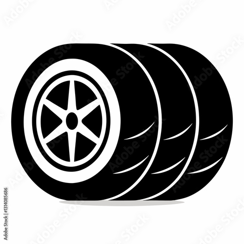 Black new car tiers icon on white background.