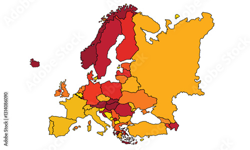 Europe map vector with country borders vector eps.10	for website layouts, background, education, precise, customizable, Travel worldwide, earth geography, political, reports.