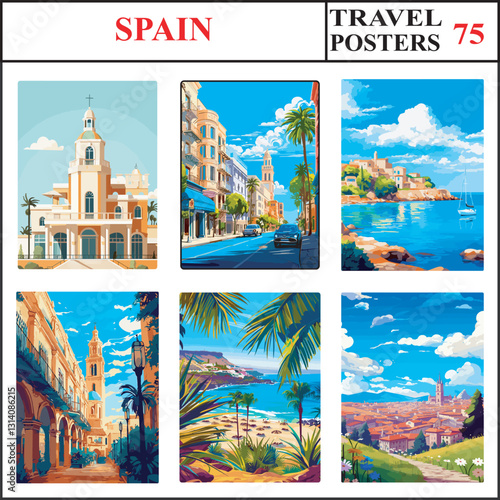 Spain Murcia Valencia Balearic Islands Travel Poster Wall Art Print Collection Set Part 75