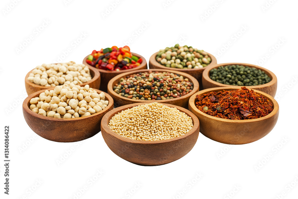 Tunisian couscous with vegetables and harissa isolated on transparent white background Tunisian couscous with vegetables and harissa isolated on transparent white background