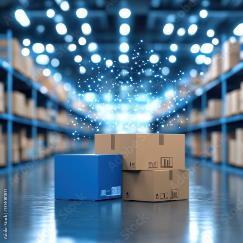 A box containing a string of lights highlighting supply chain logistics and creative packaging solutions in business