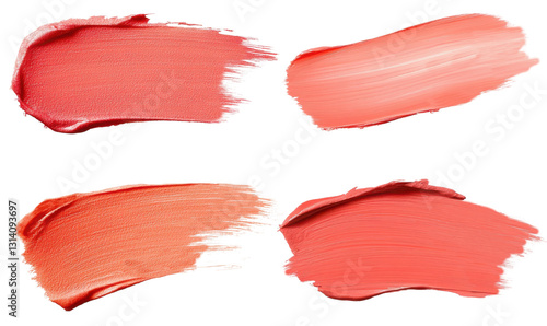 coral lipstick swatch texture on white background