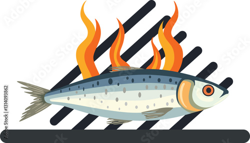 Sardine Grilling on Hot Coals