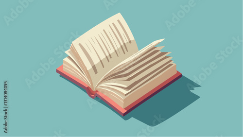 Creative Open Book with Floating Pages Illustration .eps