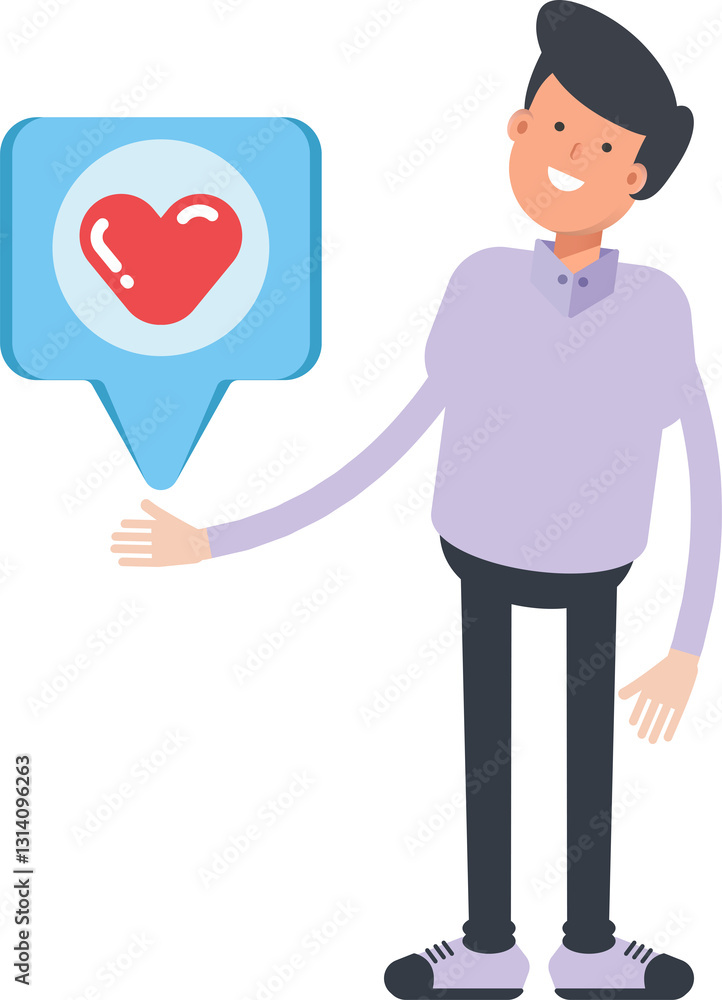 Male Character and Heart Message
Male Character and Heart Message