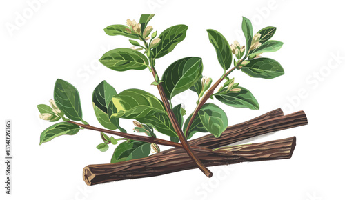 Liquorice vector, old botanical illustration, isolated on transparent background, vintage plant drawing, herbal sketch, licorice root, medicinal herb, retro botanical art